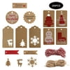 BELOVED 240 Pcs 12 Styles Paper Tags Kraft Gift Tags Hang Labels Christmas Patterns with Twines String for Christmas DIY Art