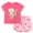 Pink gingham, variant on Strawberry Shortcake Drop Shoulder T-Shirt and French Terry Dolphin Shorts Outfit Set Gingham Toddler to Big Kid