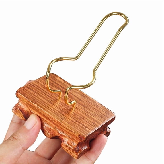 Rosewood Pipe Stand – Brown, Gold-Edged, Single Display Holder with Personalized Base for Tabletop Use