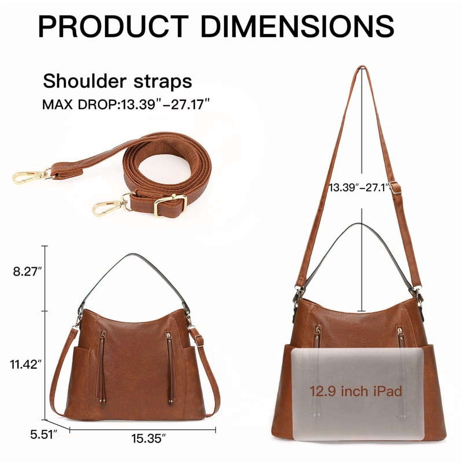 FALAN MULE Women’s Hobo Bag Large Capacity Shoulder Handbag with Multi Zipper Pockets, Soft Leather Crossbody Purse with Adjustable Strap