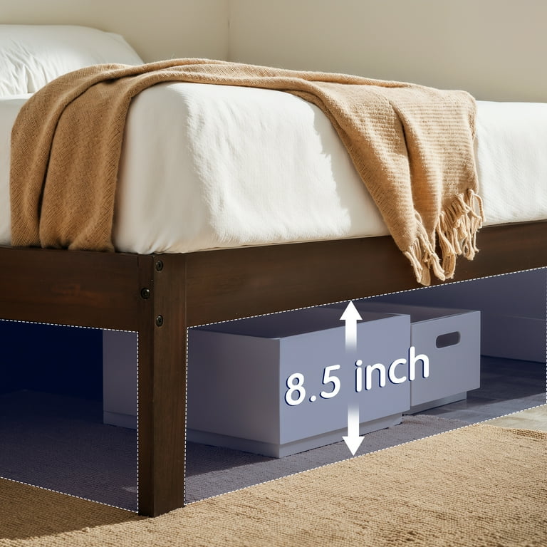Subrtex 12 Inch Solid Wood Platform Bed, Walnut, Full photo 8