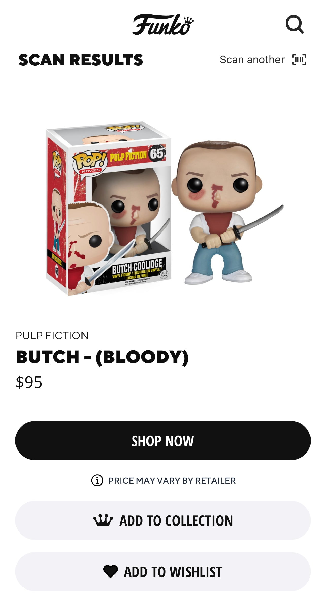 Funko POP Movies: Pulp Fiction Butch Vinyl Figure - Bruce Willis Collectible
