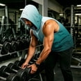 thumbnail image 4 of Gradient Muscle Shirt For Men, Sleeveless Pullover Hoodie Vest with Kangaroo Pocket - Quick Dry Bodybuilding Stringer for Summer Gym & Outdoor Training Green S, 4 of 7