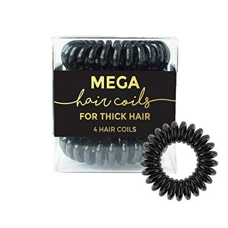 Kitsch Mega Spiral Hair ties, Coil Hair Ties, Phone Cord Hair Ties, Hair Coils for Thick and Long Hair - 4pcs,