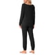 thumbnail image 3 of Conjunto de lounge para mujeres INSPIRE CHIC, sudadera con jogger, manga larga, cuello redondo, pijama de punto, traje de entrenamiento 2XL negro, 3 of 5