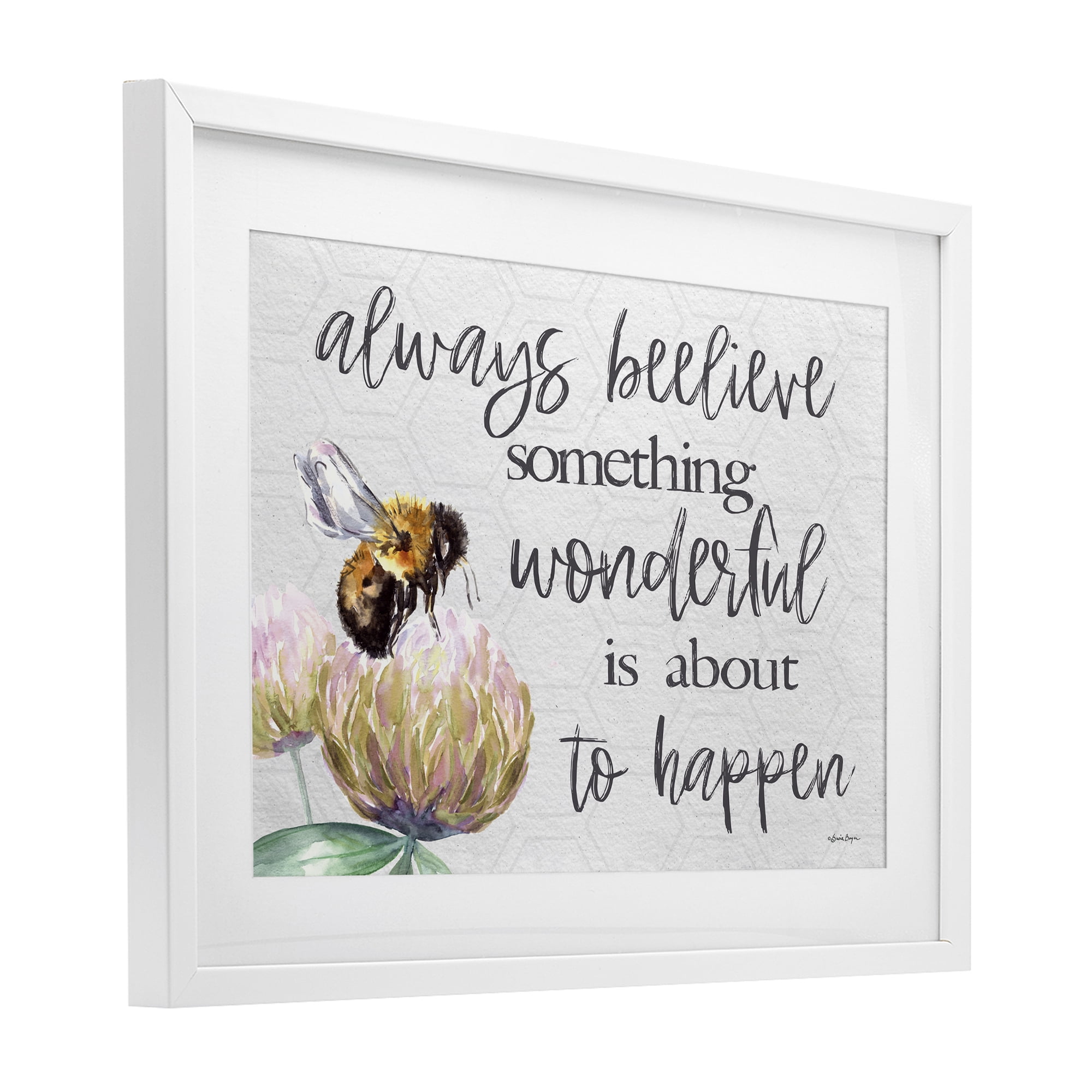 Stupell Industries Always Believe Something Wonderful White Framed Print Under Glass, design by Susie Boyer