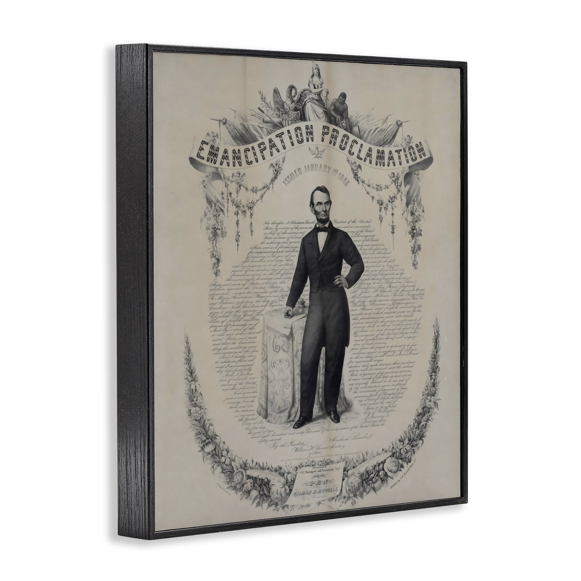 Stupell Industries Lincoln with Emancipation Proclamation Black Framed Giclee Art, design by Arlington Prints