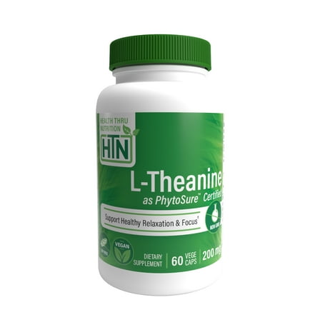 L-Theanine 200mg as PhytoSure™ (Non-GMO) 60 Vegecaps by Health Thru Nutrition