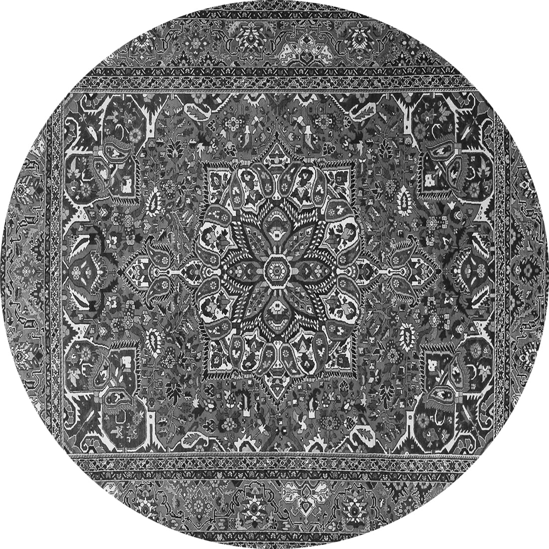 Ahgly Company Indoor Round Persian Gray Traditional Area Rugs, 3' Round