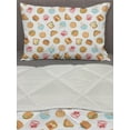 thumbnail image 3 of Morning Comforter & Sham Bedding Set, Breakfast Yummy Sandwich Burgers Along Fries Cereals Crepes Cheese, 3 pcs Duvet Set Microfiber Filling Quilt, 5 Sizes, Apricot and Pale Azure Blue, by Ambesonne, 3 of 4