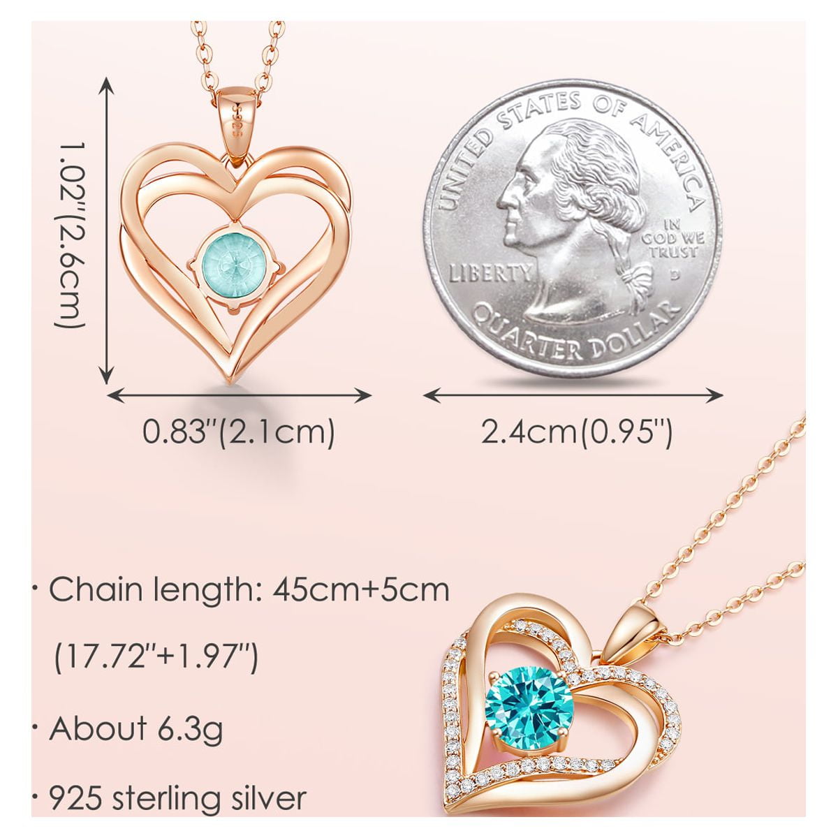 Collana Donna Catena Cuore I Love You Con Pietra Nascita – Gioiello Regalo San Valentino - Foto 1