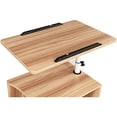 thumbnail image 6 of Multifunctional Bed Table, Overbed End Table with Height Adjustable Platform, Wooden Nightstand with Swivel Wheels, Storage Drawers and Open Shelf (Wooden), 6 of 8