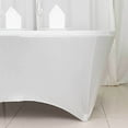 thumbnail image 4 of BalsaCircle 6 feet White Stretch Spandex Fitted Round Tablecloth with Foot Pockets Reception Catering Dining Table Linens, 4 of 8
