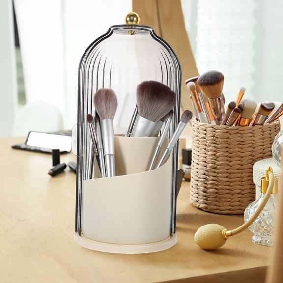 LITINKIMI lipstick box organizer Makeup Brush Holder Cream Yellow Cosmetic Storage for Students 1 Piece