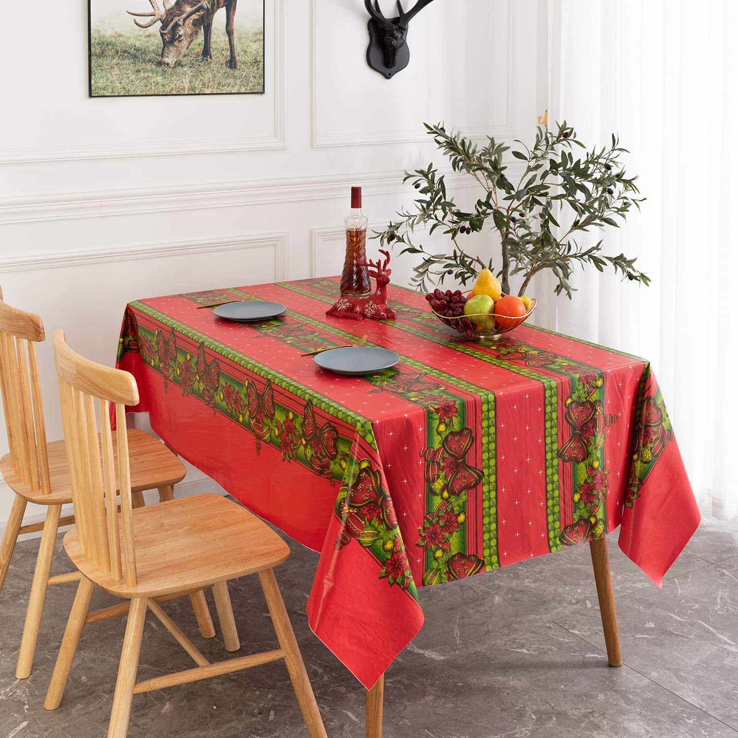 Swedish Kitty Cats Tablecloth Waterproof Wrinkle Wipeable Rectangle Table Cloths for Kitchen Picnic Party 54X72 Inch