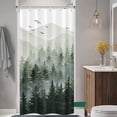 thumbnail image 2 of Green Misty Forest Shower Curtain Set Ombre Sage Green White Waterproof Fabric Shower Curtains Nature Tree Mountain Woodland Decorative Bathroom Bath Curtain Without Hook (Green, 36 × 72), 2 of 5