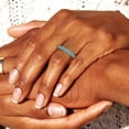 thumbnail image 6 of 0.63 ctw Wedding Band for Women - 14K White Gold Simulated Turquoise Stackable Eternity Ring, 6 of 6