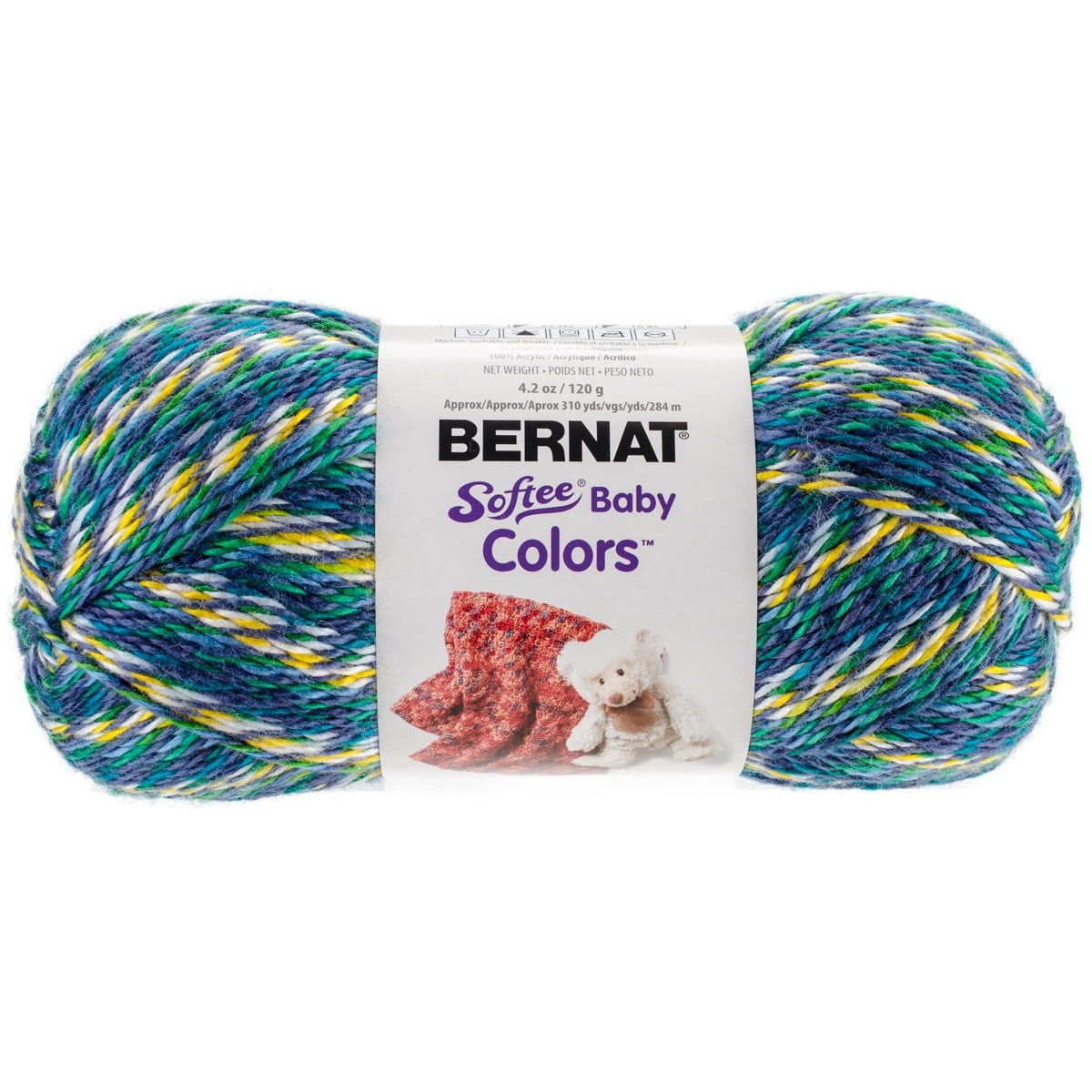 Bernat Softee Baby Colors Blue Rainbow Yarn, 362 Yd.
