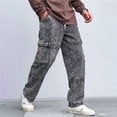 thumbnail image 5 of Migroa Mens Baggy Jeans Elastic Waist Denim Casual Loose Fit Wide Leg Cargo Pants with Drawstring Streetwear Pants Grey 2Xl, 5 of 9