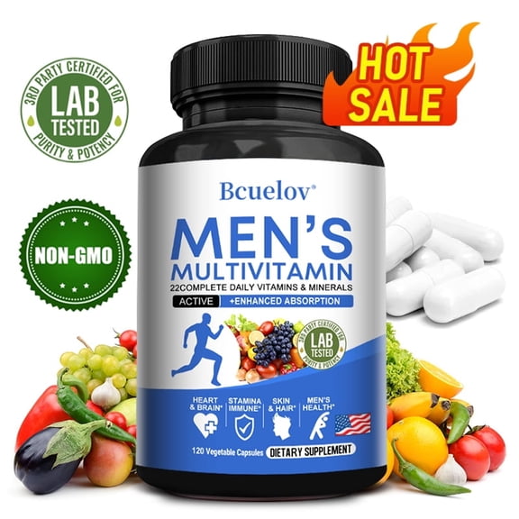 Men's Multivitamin – With 22 Complex Daily Vitamins & Minerals - Support Skin, Hair, Immune & Heart Health - 120 Capsules