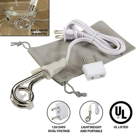 Lewis N. Clark Immersion Heater for Boiling Water (Portable + Better than Electric Kettle): Heat Coffee, Tea, or Hot Chocolate in Minutes for Camping, Travel + Office Use with Included Travel