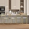 Set of 4 Bar Stools, Counter Height Upholstered Chairs with Back & Metal Frame,Gold