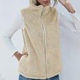 thumbnail image 3 of Chaqueta de polar Sherpa esponjosa para mujer, chaleco liviano, acogedor, sin mangas, cárdigan, con cremallera, chaleco, ropa de abrigo con bolsillo (XL), 3 of 5