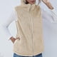 thumbnail image 3 of Chaqueta de polar Sherpa esponjosa para mujer, chaleco liviano, acogedor, sin mangas, cárdigan, con cremallera, chaleco, ropa de abrigo con bolsillo (L), 3 of 5