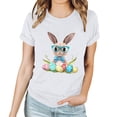 thumbnail image 3 of Pantalones Cortos para las Mujeres Sexy Pascua Moda Impresión Cuello Redondo Tee, Poliéster Ligero Casual Top para Primavera Verano Diario, Blusa de Suéter, 3 of 4