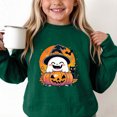 thumbnail image 4 of Qingpeng Boys Girls Happy Ghost Witch Hat Print Sweatshirt Crewneck Long Sleeve Pullover Top with Sleeve Ghost, 4 of 8