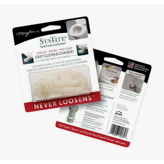 Mayfair Statite Seat Hinge Bolts Fastening System White Easy Bathroom Statitekit