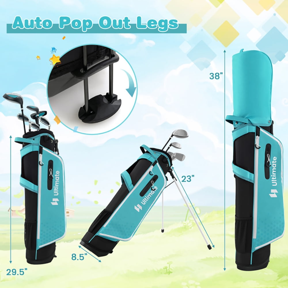Resenkos Golf Carry Bag Set ,Golf Cart Bag Set,Junior Complete Golf Club Set with Stand Bag Rain Hood-Blue