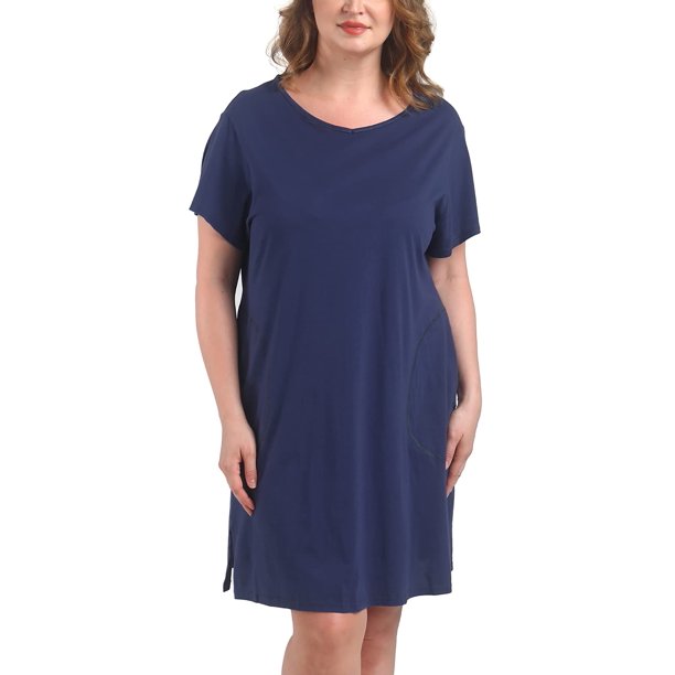 FEREMO Plus Size Nightgowns 100 Cotton Short Sleeve Womens Nightgown