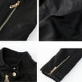 thumbnail image 4 of Olyvenn Women's Faux Leather Jacket Solid Motorcycle Moto Biker Short Coat Long Sleeve Stand Collar Zip up Jacket Black M, 4 of 4