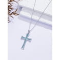 thumbnail image 3 of Dorunmo Turquoise Cross Necklace Christian Gifts Baptism Gifts 925 Sterling Silver Cross Pendant Turquoise Jewelry for Women, 3 of 6