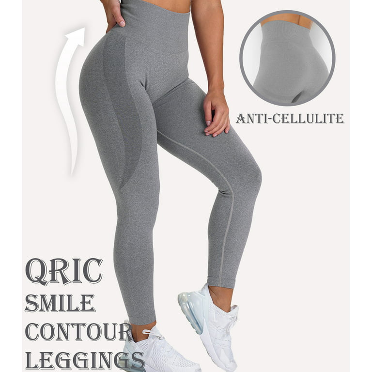 QRIC Women Seamless Leggings Smile Contour High Waist Workout Gym Yoga  Pants Vital Tummy Control Activewear Slimming Tights 
