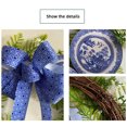 thumbnail image 6 of Kokovifyves Wooden Plaque Blue and White Porcelain Wreath Splicing Wreath Outdoor Courtyard Party Decoration, 6 of 9