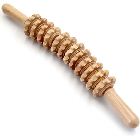 Wooden Therapy Massage Tools,Curved Design Massage Roller Stick,ortable and Lightweight Wooden Roller Massager,Body Shaping Tools,for Legs Back Waist (16Inch)