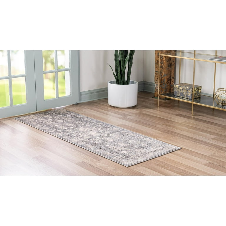Rugs.com Oregon Collection Rug – 8 Ft Runner Gray Low-Pile