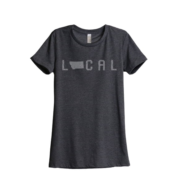 Thread Tank Local Montana State Women's Relaxed Crewneck T-Shirt Tee Charcoal X-Large