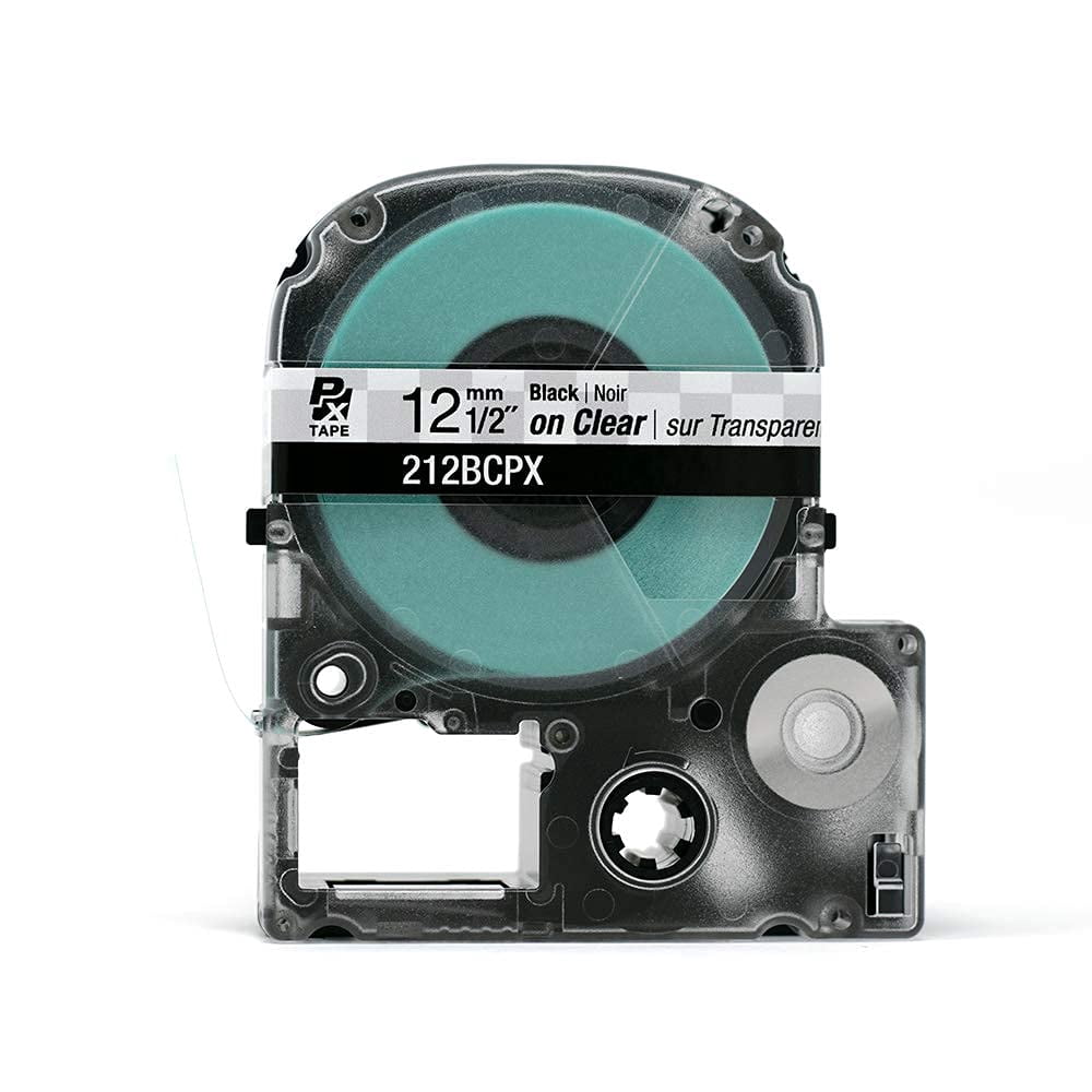 Epson LABELWORKS 212BCPX - Black on Clear PET Label Maker Tape - 1/2" (12MM) Wide, 30 ft