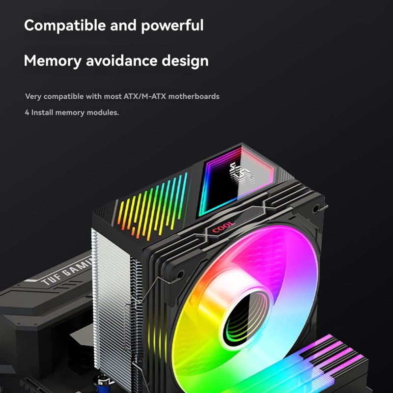 GT600 Digital Display CPU Air Cooler with 1800RPM ARGB PWM Cooling Fan High Airflow Radiator for Efficient CPU Cooling B