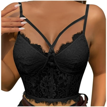 Yuhangmm Ladies Sexy Lace Slim Fit Spicy Girl Eyelash Strap Bra Sexy for Women Lingerie Set