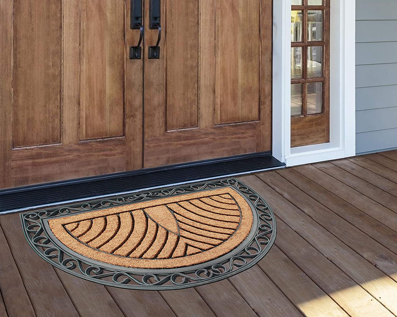 A1HC Natural Coir & Rubber Door Mat 30x48, Thick Durable Doormats for Outdoor Entrance, Heavy Duty Large Size Doormat, Anti-Shed Doormat, Fade-Resistant Door mat Half Round