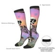 thumbnail image 4 of Xecao Sky Sunflower Skull print thigh-high socks, crafted for both men and women with a stretchy, high-opaque design perfect for daily wear, 4 of 6