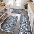 thumbnail image 2 of Blue Geometric Diamond Triangle Pattern Kitchen Rugs Sets Of 3,Kitchen Runner Rugs Non Skid Washable,Decorative Kitchen Floor Mats for Kitchen,Sink,Laundry,17"x30"+ 17"x47" + 17"x59", 2 of 6