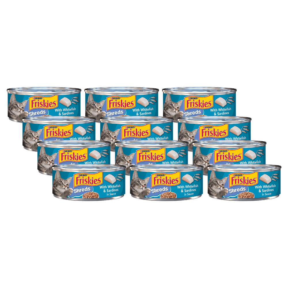 Purina Friskies Shreds Wet Cat Food, Whitefish & Sardines in Sauce