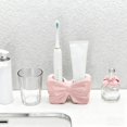 thumbnail image 1 of Bow-Shaped Toothbrush Holder with Separate Slots for Bathroom Countertop Organization, Decorative Resin Storage Rack to Keep Toothbrushes Tidy and Hygienic, 1 of 8