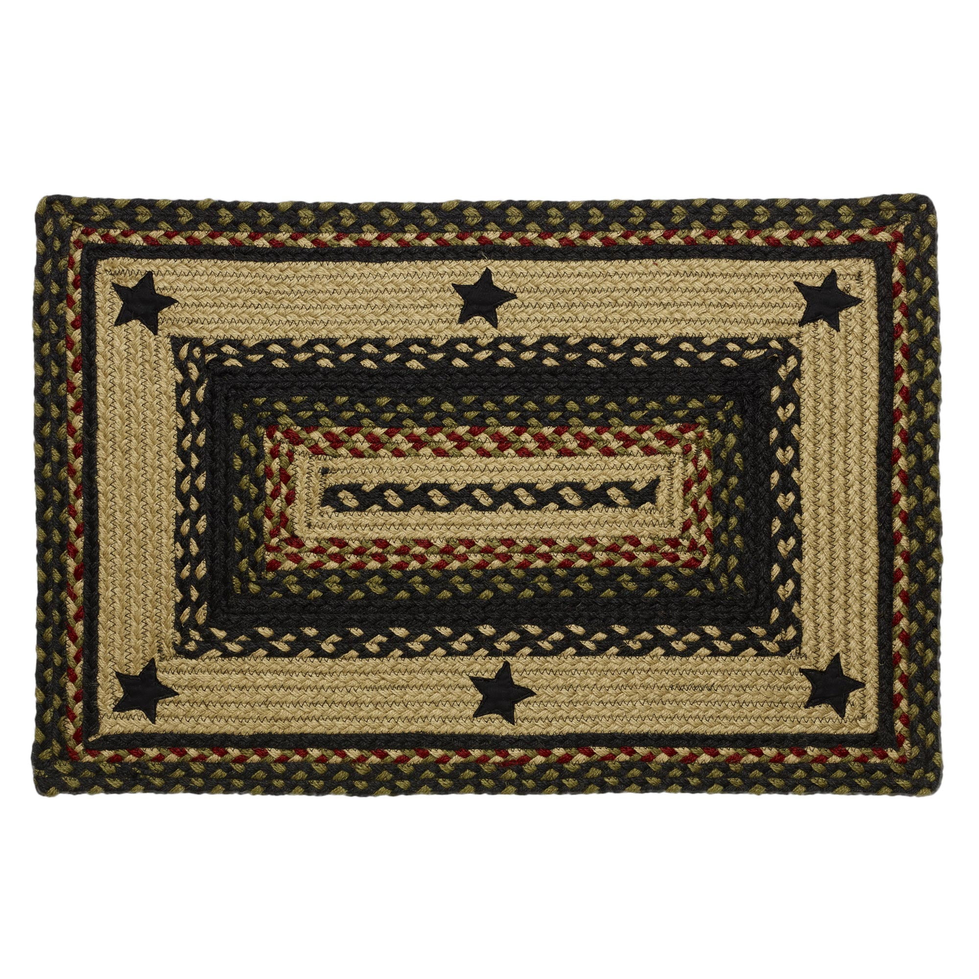 Braided Rug Tartan Star Jute Country Primitive IHF