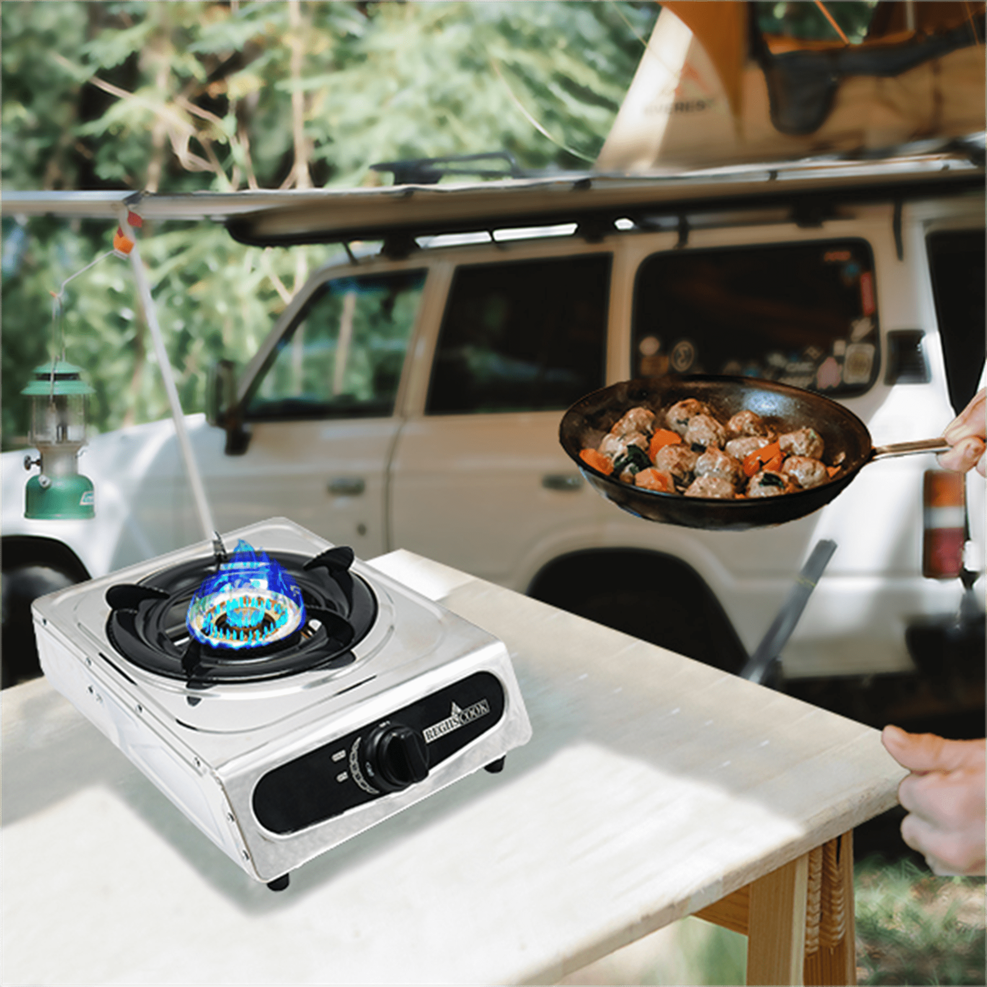 RegiisCook 1 Burner Propane Gas Cooktop,Camping Portable LPG Gas Stove Stainless